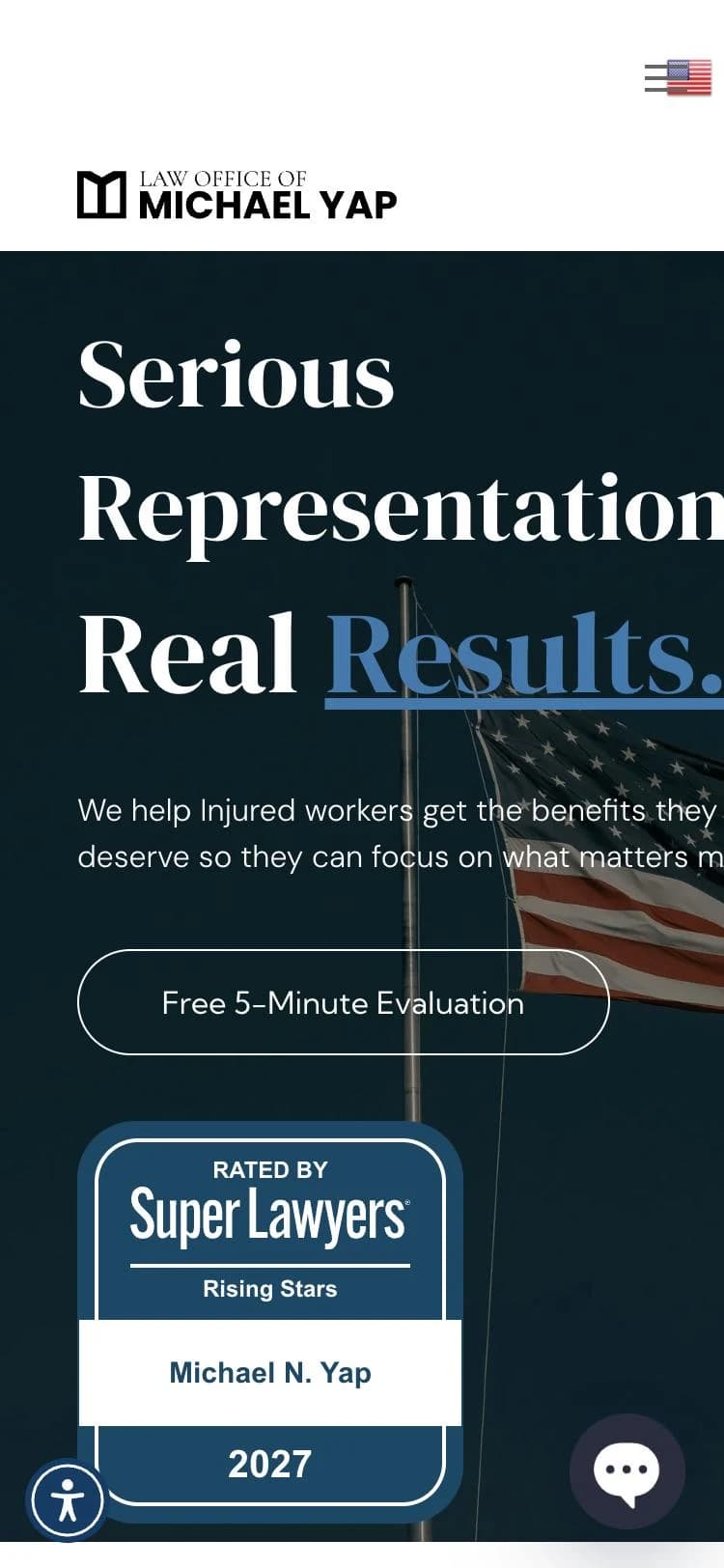 The firm's website on a phone