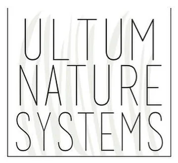 Early UNS logo direction: stacked Ultum Nature Systems wordmark over a faint grass pattern